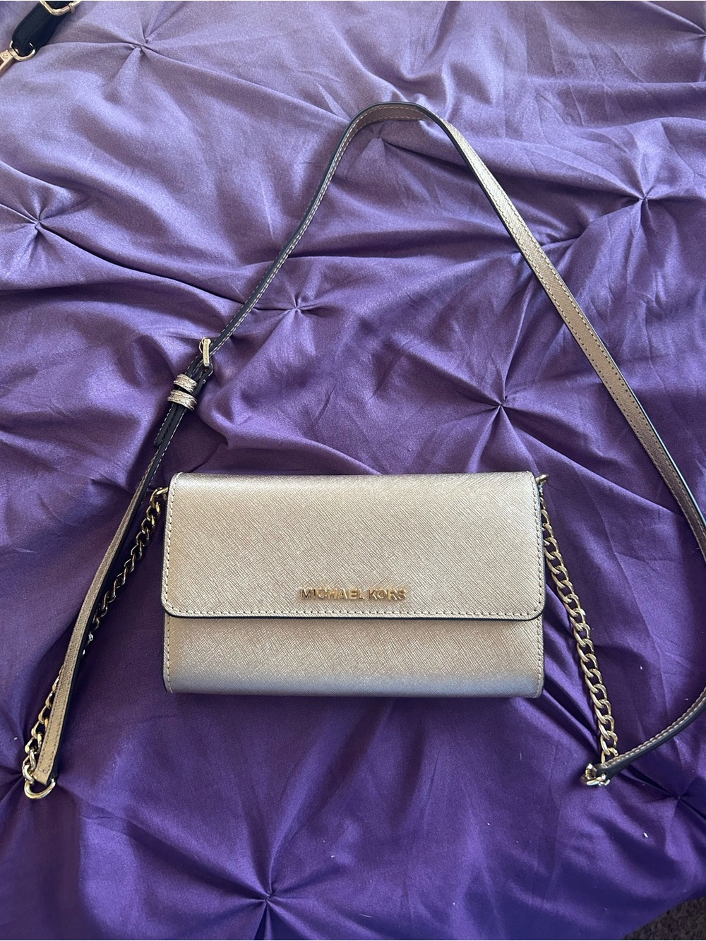 NWOT Michael Kors Champagne Gold Crossbody Wallet Bag